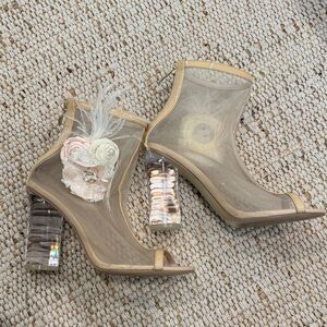 Leith Elegant Tan Mesh Heeled Sandals